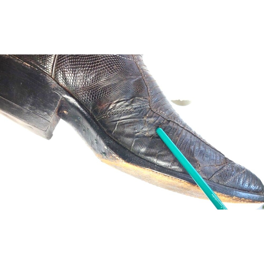 Justin Exotic Lizard Skin Western Cowboy Boots Brown Mens Size 9.5 D Pull On - Picture 9 of 15